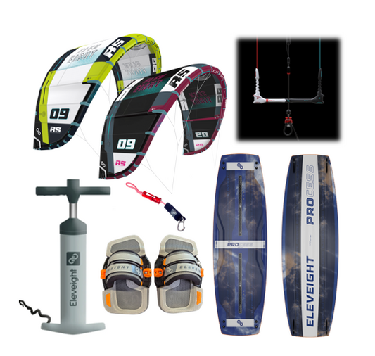 Materialpaket Allround 1: Kiteset Eleveight RS V10: Freeride,Einsteiger